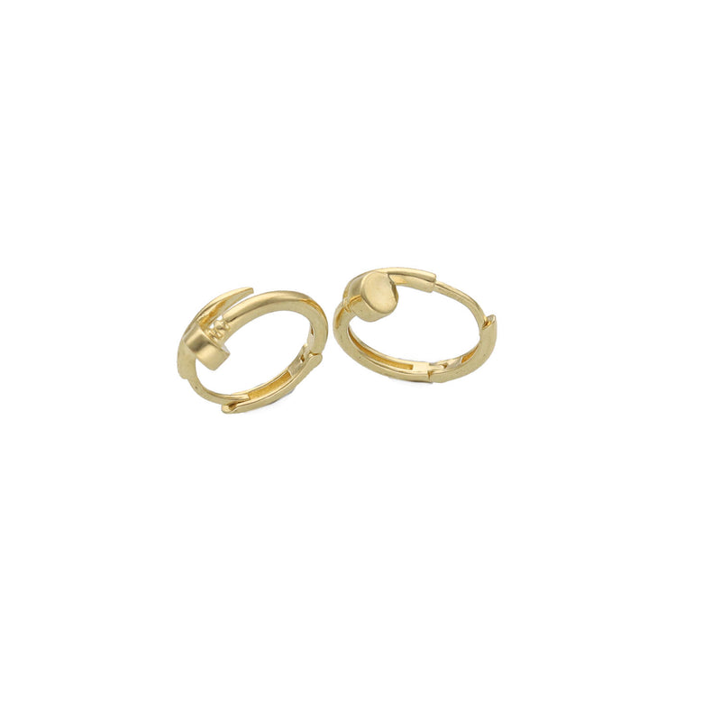 10K Gold Nail Hoop Earrings - Huggie Hoops 16mm Real Gold