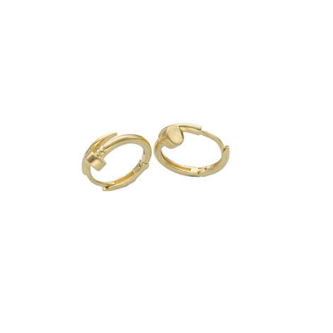 10K Gold Nail Hoop Earrings - Real Gold Huggie Hoops 16mm