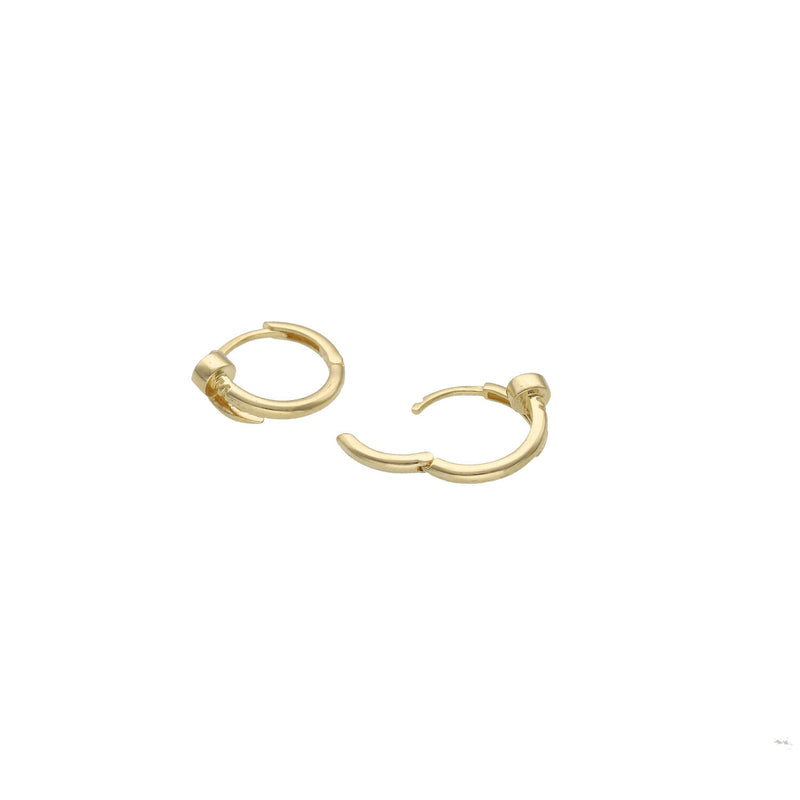 10K Gold Nail Hoop Earrings - Huggie Hoops 16mm Real Gold