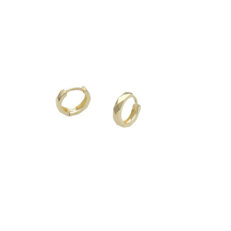 10 Karat Gold Plain Texture Hoops Earrings