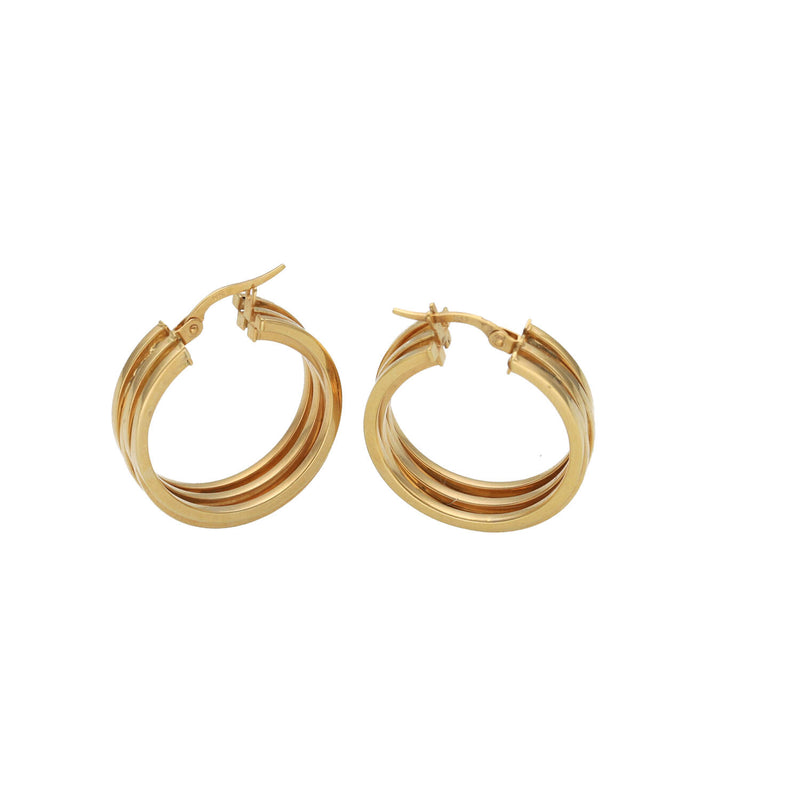 14 Karat Gold Barrel Hoops Earrings
