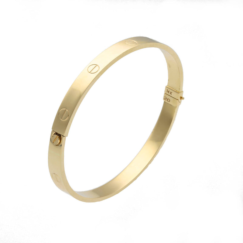 14 Karat Yellow Gold Screw Head Bangle Bracelet