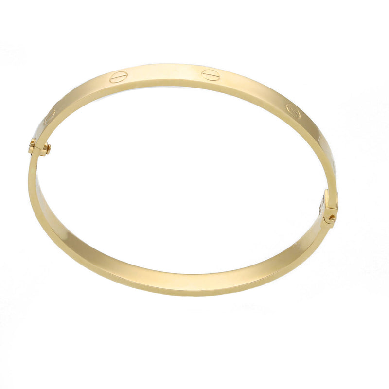 14 Karat Yellow Gold Screw Head Bangle Bracelet