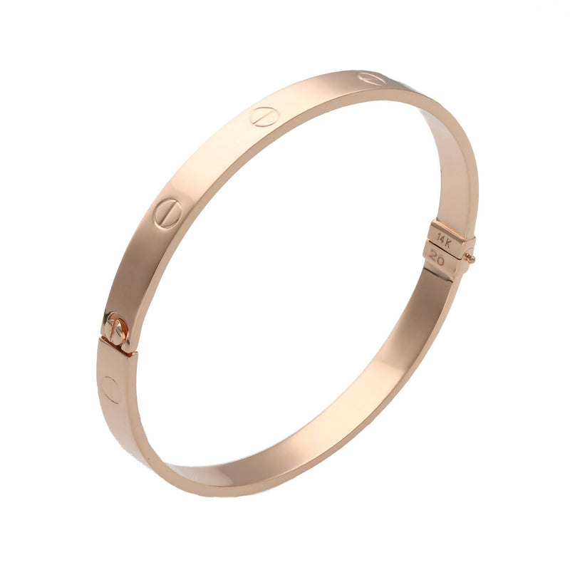 14 Karat Yellow Gold Screw Head Bangle Bracelet