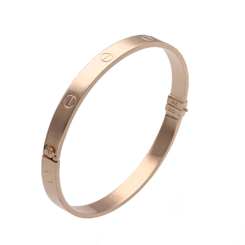 14 Karat Yellow Gold Screw Head Bangle Bracelet