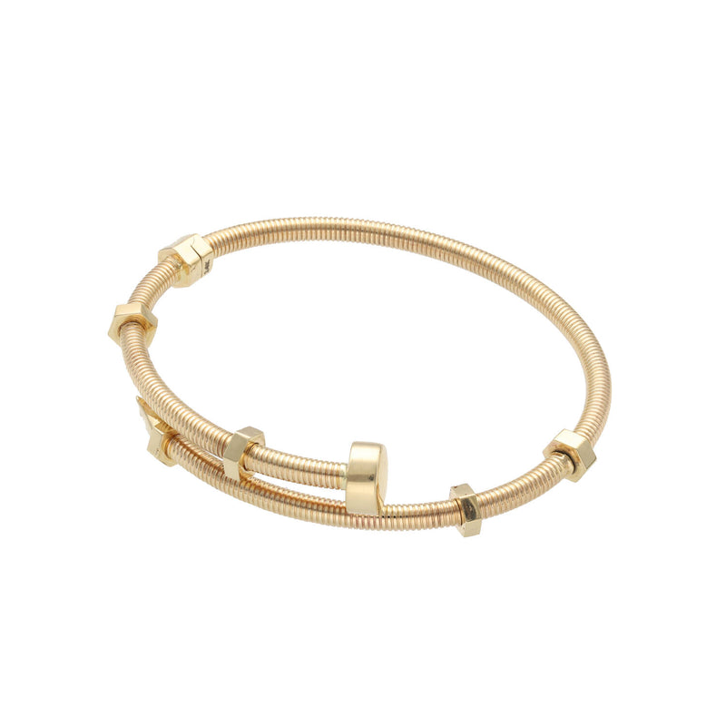 14 Karat Gold Texture Nail Bangle Bracelet