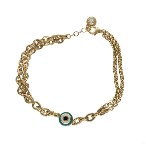 14 Karat Gold & cz Eye Rolo Bracelet