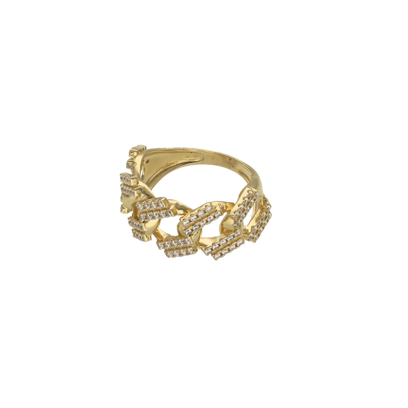 10 Karat Gold CZ Cuban Edge Link Ring