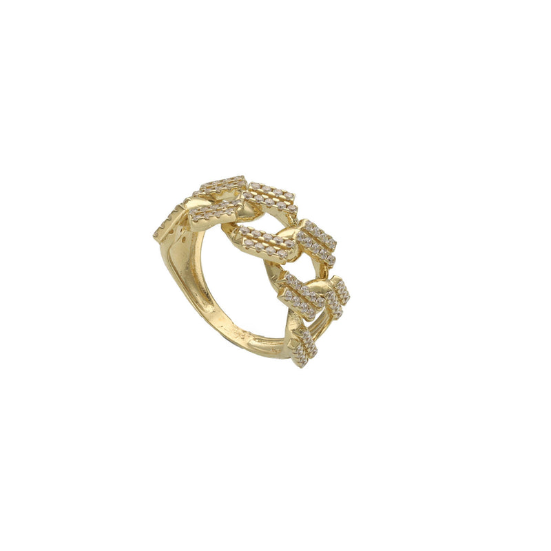 10 Karat Gold CZ Cuban Edge Link Ring