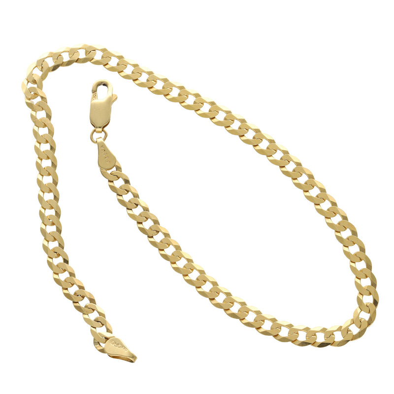 10K Gold Italian Curb Anklet - Multiple Widths | Veka Jewelry