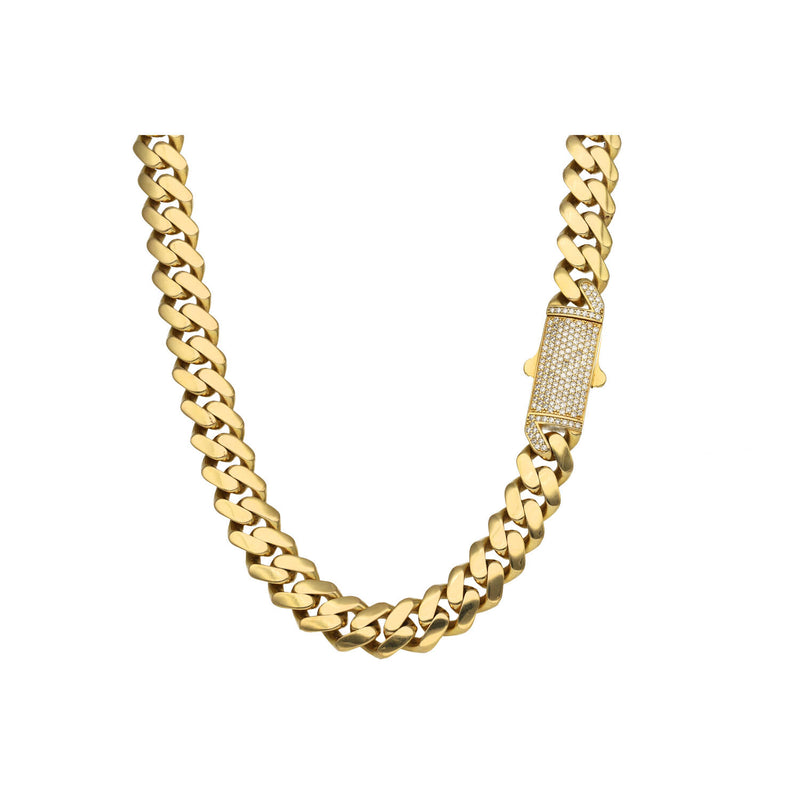 10 Karat Gold Cz Loc Cuban Link Chain 11 mm
