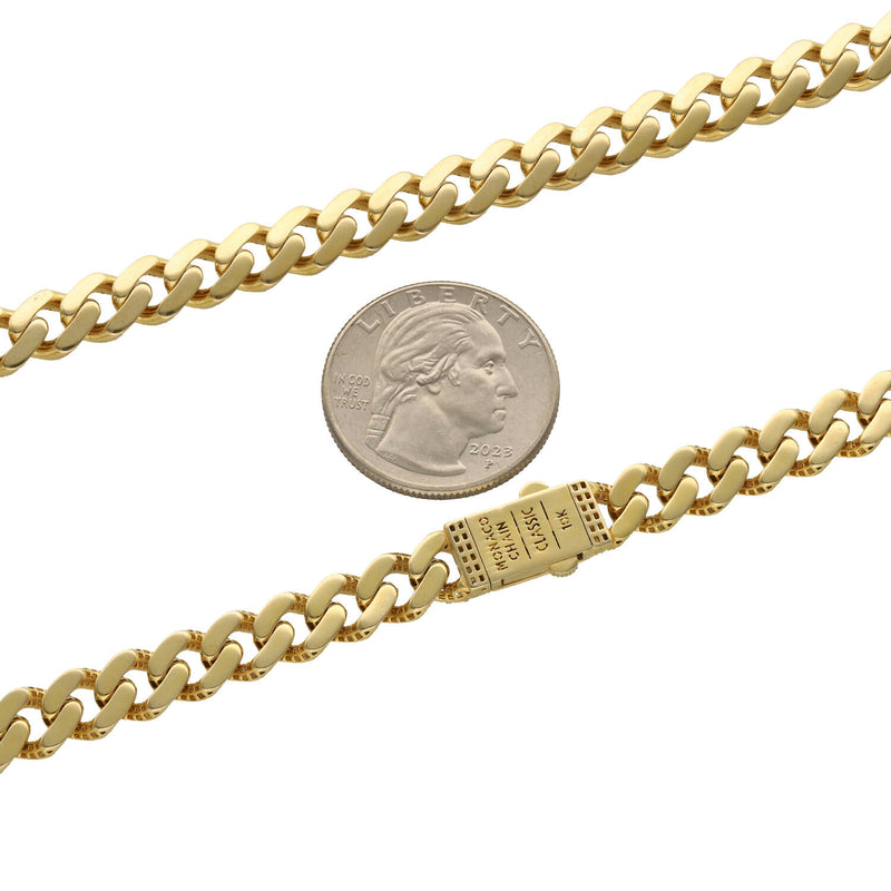 10 Karat Gold Cz Lock Cuban Link Monaco Chain