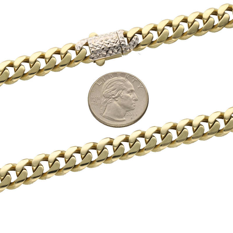 10 Karat Gold Diamond Cut lock Cuban Link Chain