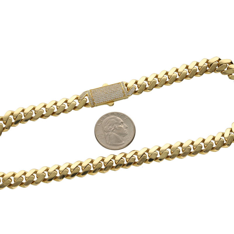 10 Karat Gold Cz Loc Cuban Link Chain 11 mm