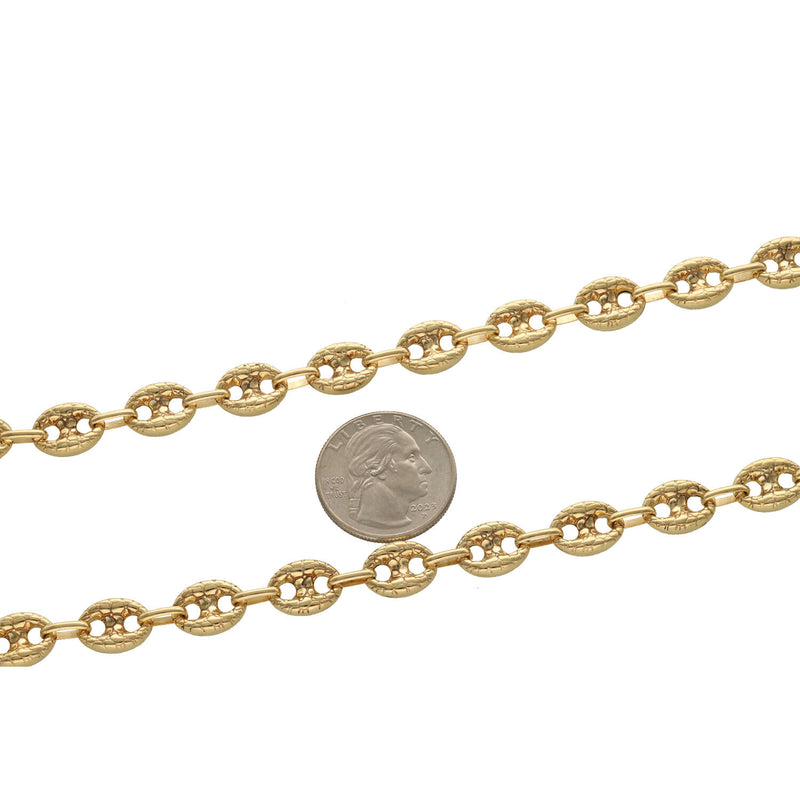 10 Karat Gold Puff Mariner Nugget link Chain