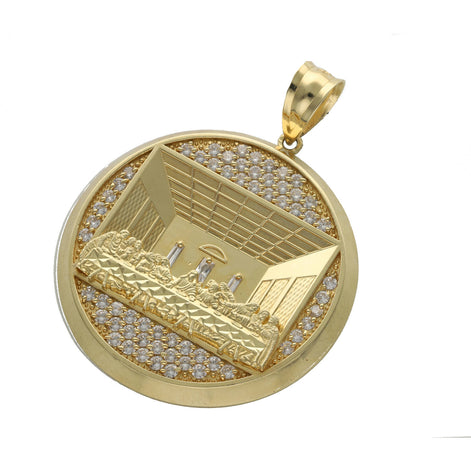 10 Karat Gold & CZ Last Supper Big Medallion Charm