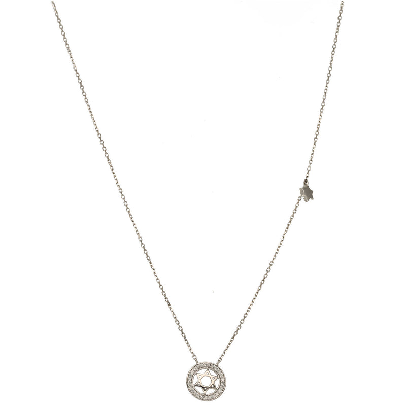 14 Karat White Gold 0.18 ctw Diamond  Star Of David Necklace