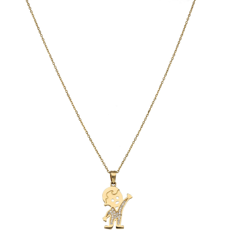 14 Karat Gold & cz  Boy Necklace