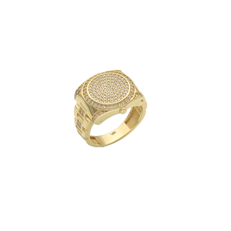 Gold & CZ Watch Ring Yellow Gold  