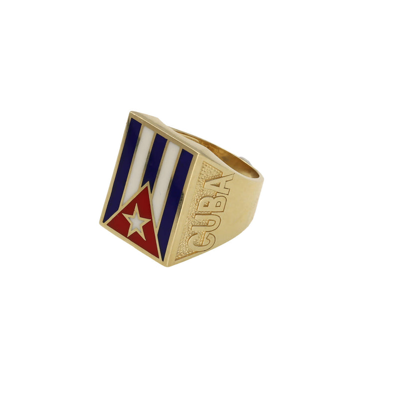 10 Karat Gold Cuba Flag Ring