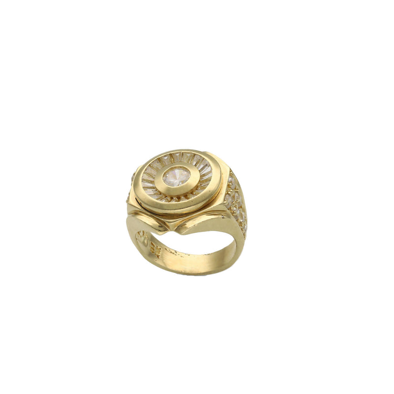 10 Karat Gold and CZ Circ Fancy Ring