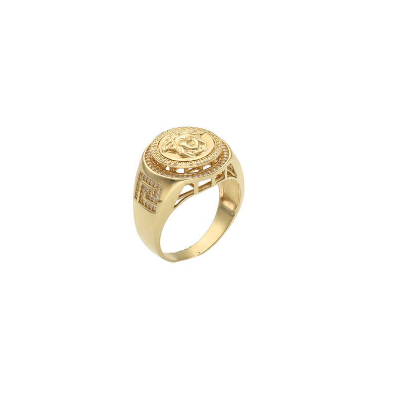 14 Karat Gold Cz Round Shape Maze Ring