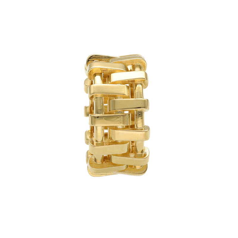 Bold 14 Karat Gold woven band ring, featuring an intricate and unique 2025 Jewelry Design, set against a white background - Shop where the best price jewelry is VEKA JEWELRY
