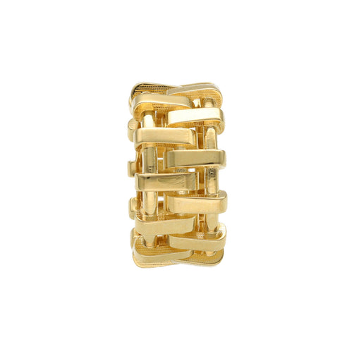 Bold 14 Karat Gold woven band ring, featuring an intricate and unique 2025 Jewelry Design, set against a white background - Shop where the best price jewelry is VEKA JEWELRY