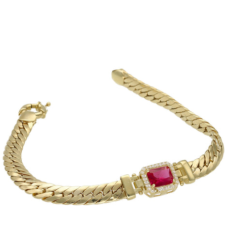 10 karat Gold &  Cz Italian Miami Bracelet 6.2x7.5 W:8