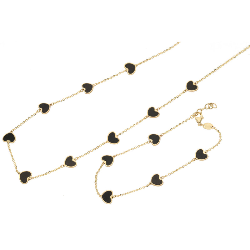 14 Karat Gold & Onyx Heart Set