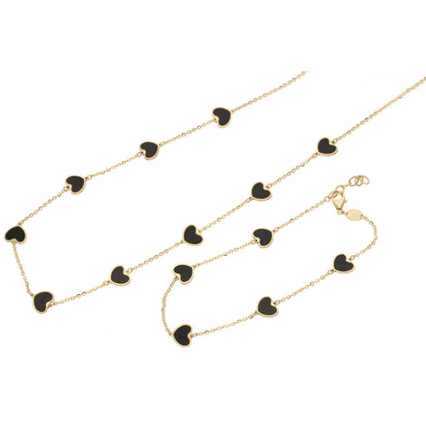 14 Karat Gold & Onyx Heart Set