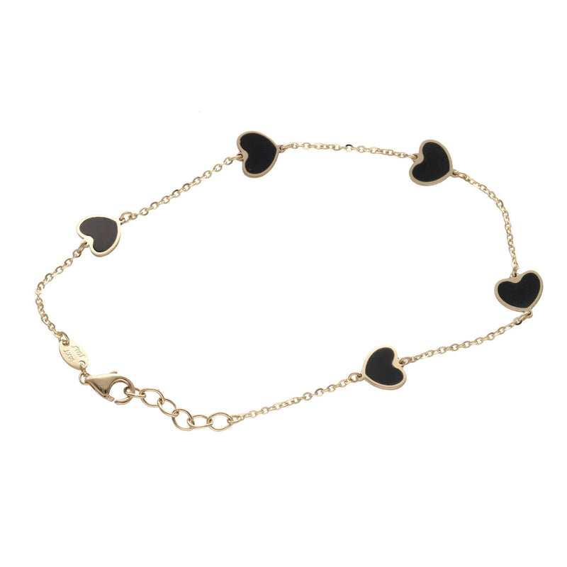 14 Karat Gold & Onyx Heart Set