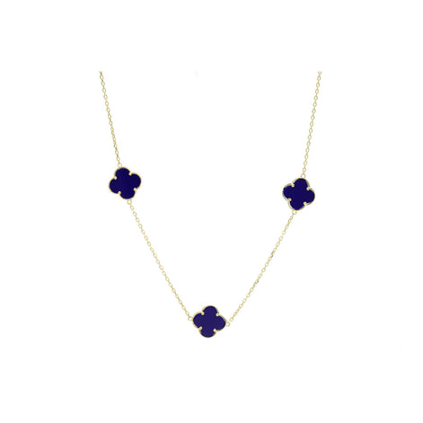 10 Karat Gold Lapis Lazuli Blue Flower Necklace