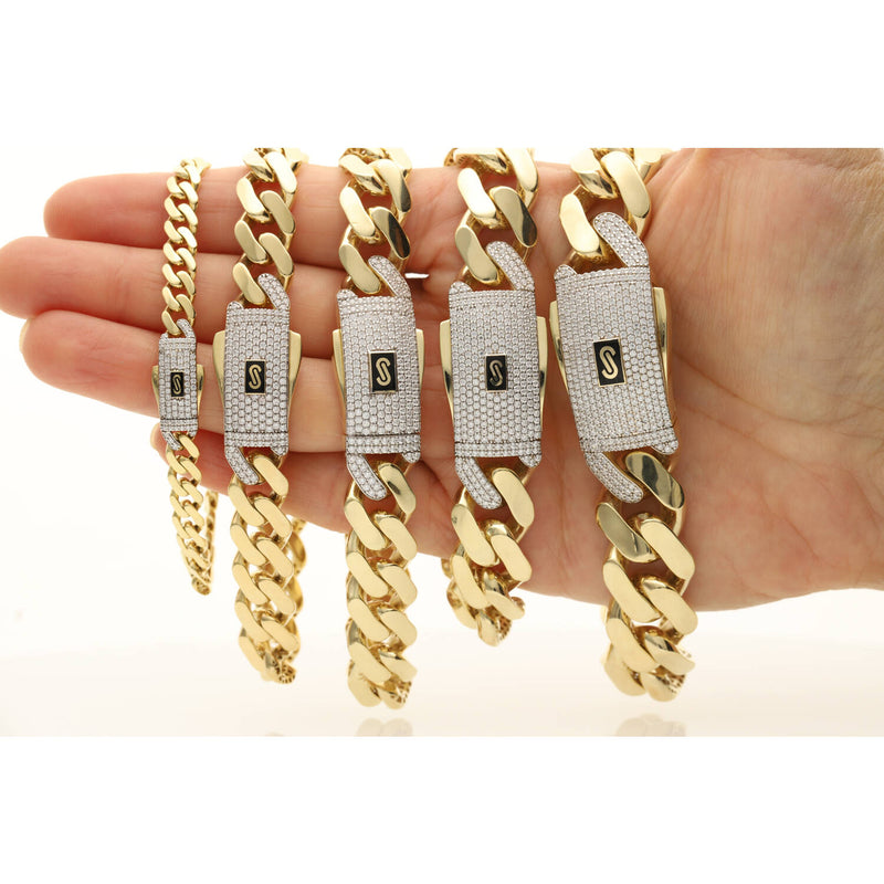 14 Karat Monaco Gold CZ Lock Bracelet
