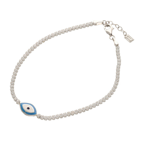 10 Karat White Gold & CZ Eye Tennis Bracelet