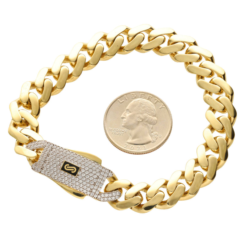 14 Karat Monaco Gold CZ Lock Bracelet