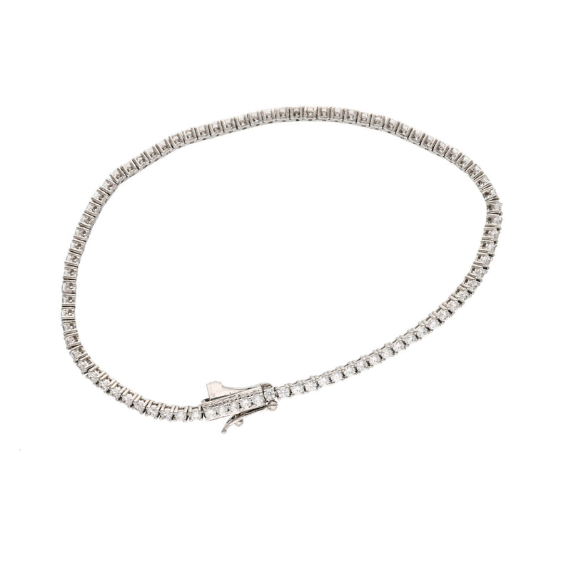 14K White Gold Cz Tennis Bracelet 2x7" W:6.6