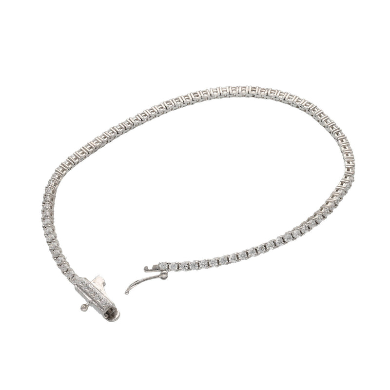 14K White Gold Cz Tennis Bracelet 2x7" W:6.6