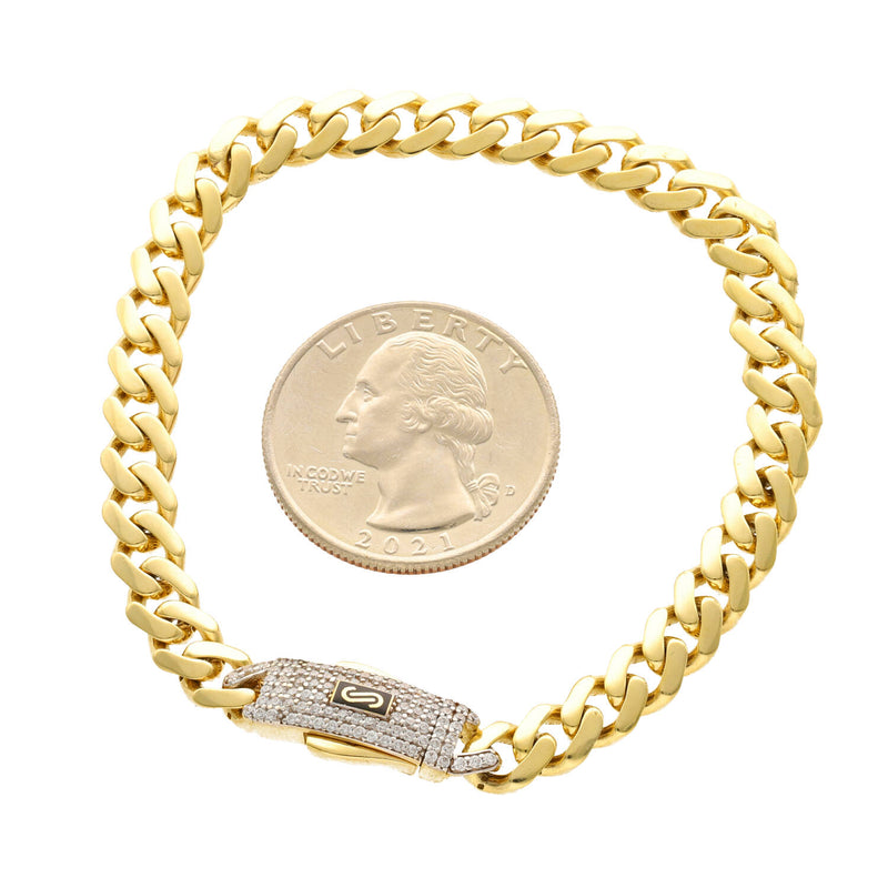 14 Karat Monaco Gold CZ Lock Bracelet