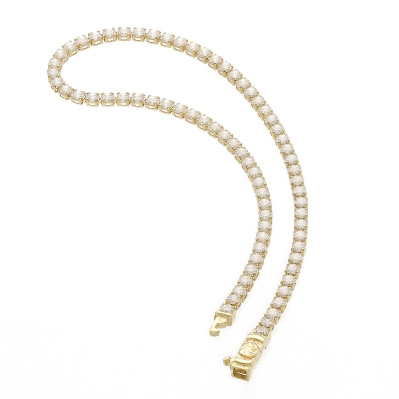 14 Karat Gold Cz Tennis Bracelet 2.2x7.5" W:3.1