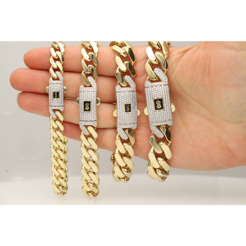 10 Karat Monaco Classic Gold CZ Lock Bracelet