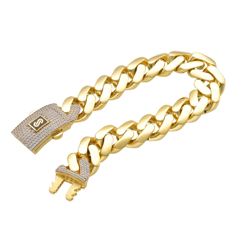 10 Karat Monaco Classic Gold CZ Lock Bracelet