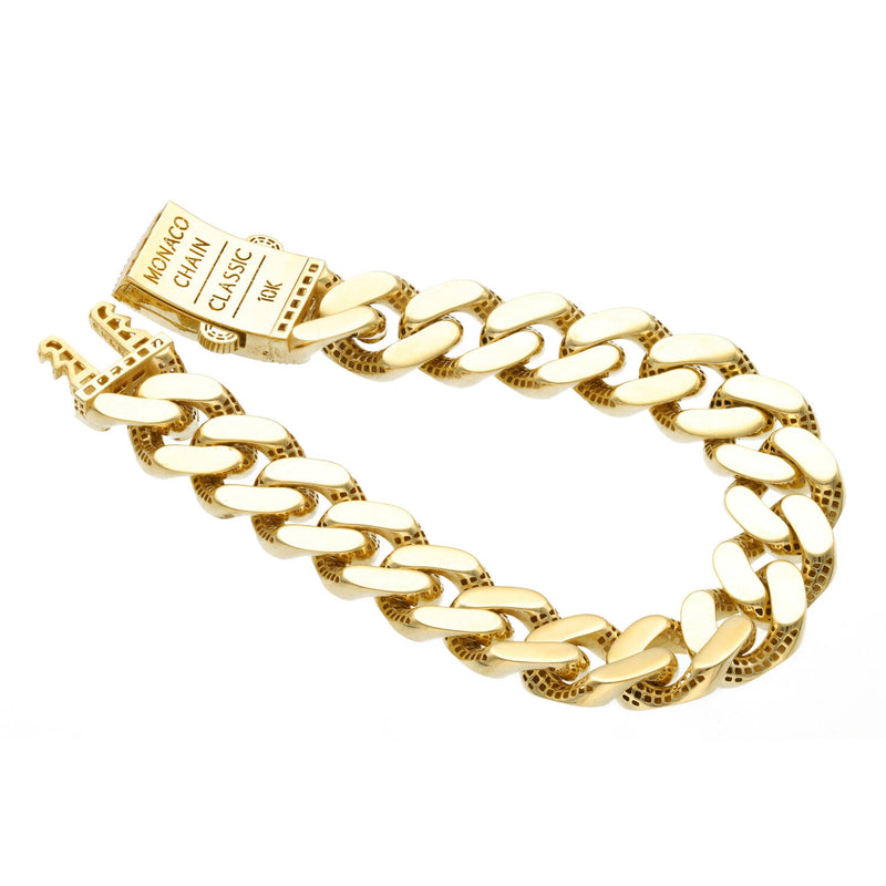 10 Karat Monaco Classic Gold CZ Lock Bracelet