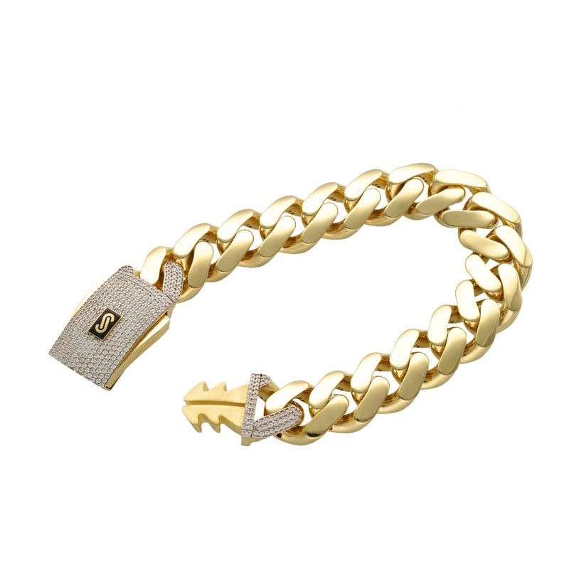 14 Karat Monaco Gold CZ Lock Bracelet