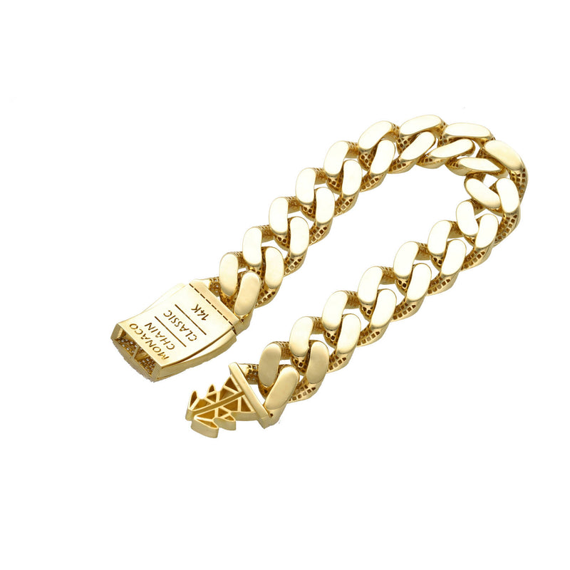 14 Karat Monaco Gold CZ Lock Bracelet