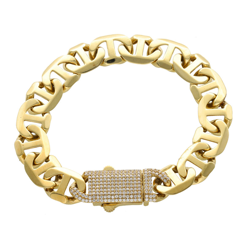 10 Karat Gold CZ Lock Mariner Bracelet
