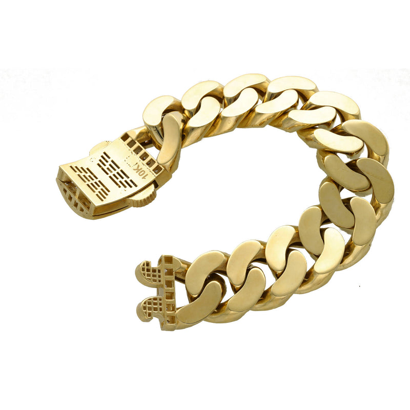 10 Karat Gold CZ lock Big Cuban Bracelet