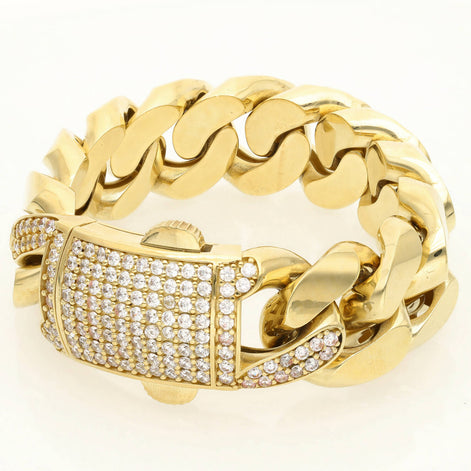 10 Karat Gold CZ lock Big Cuban Bracelet