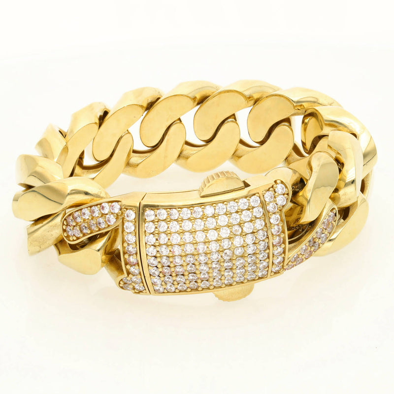 10 Karat Gold CZ lock Big Cuban Bracelet