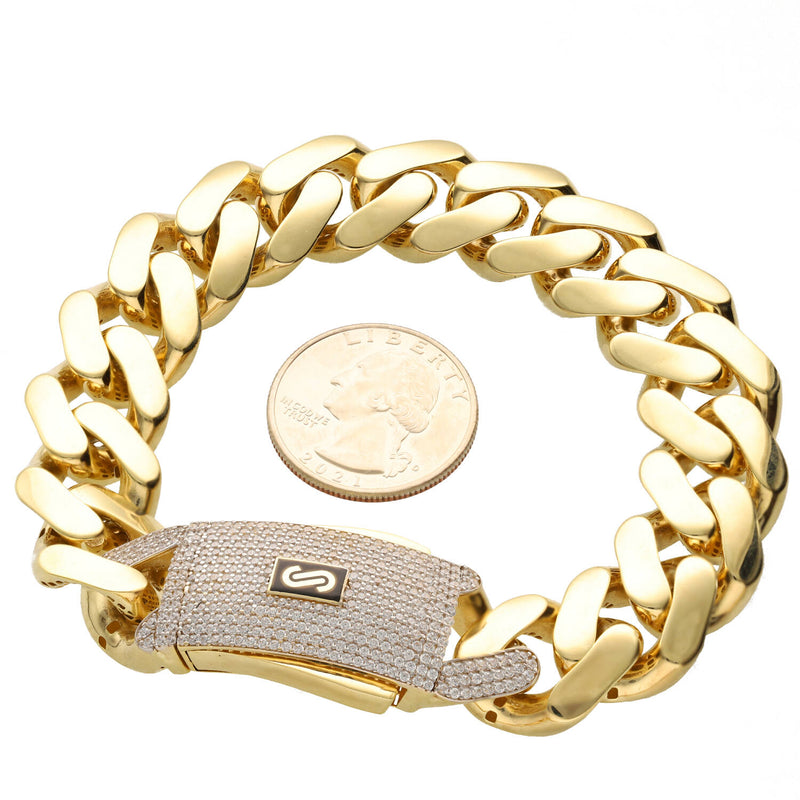 14 Karat Monaco Gold CZ Lock Bracelet